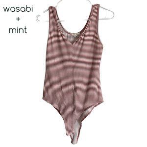 Wasabi + Mint women's striped  bodysuit Pink and White size M